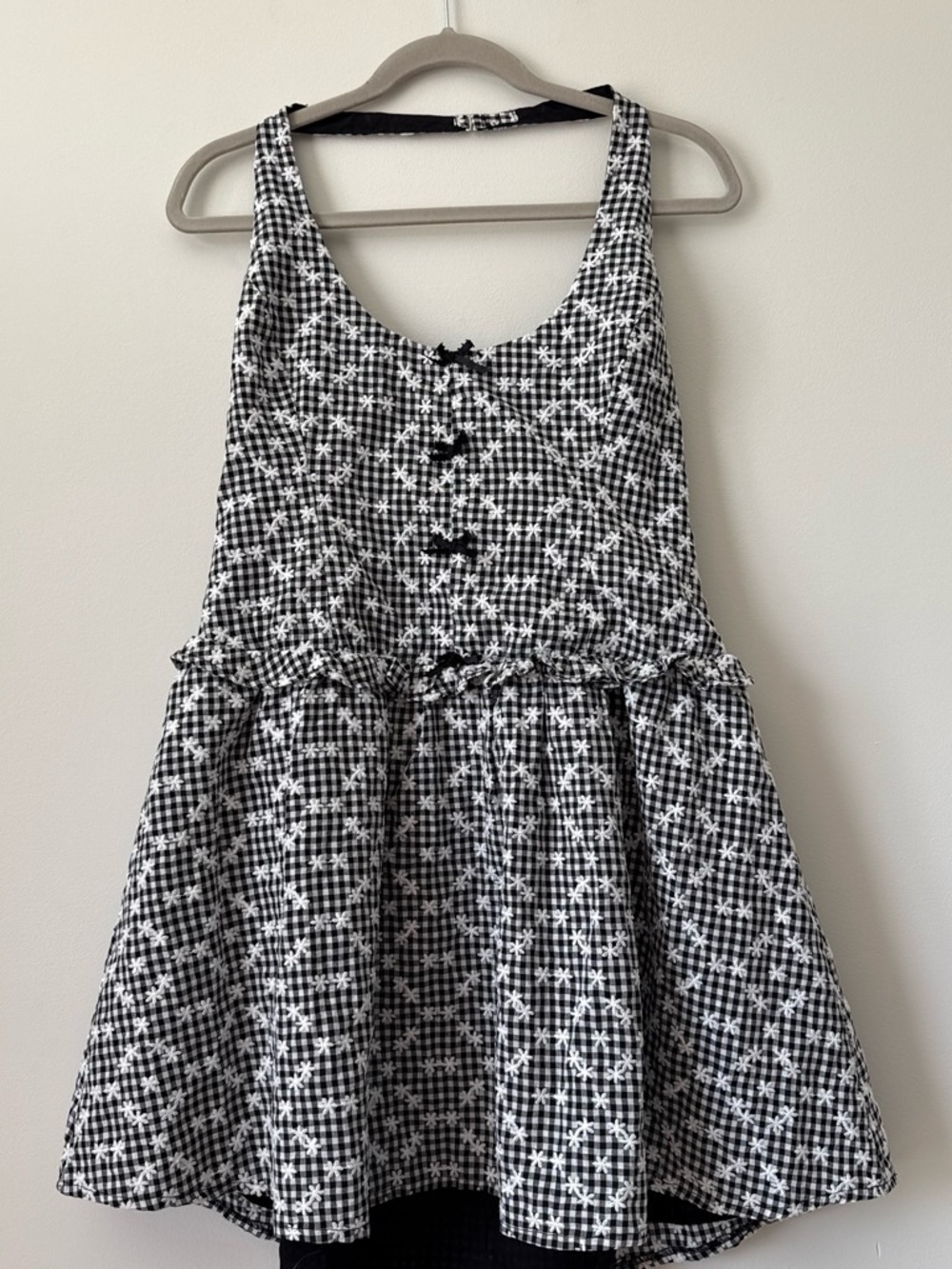 For Love & Lemons Janice black and white gingham mini halter dress size XL